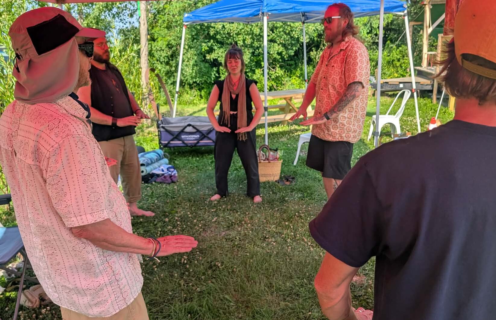Brian teaching Qi Gong at a Festival setting